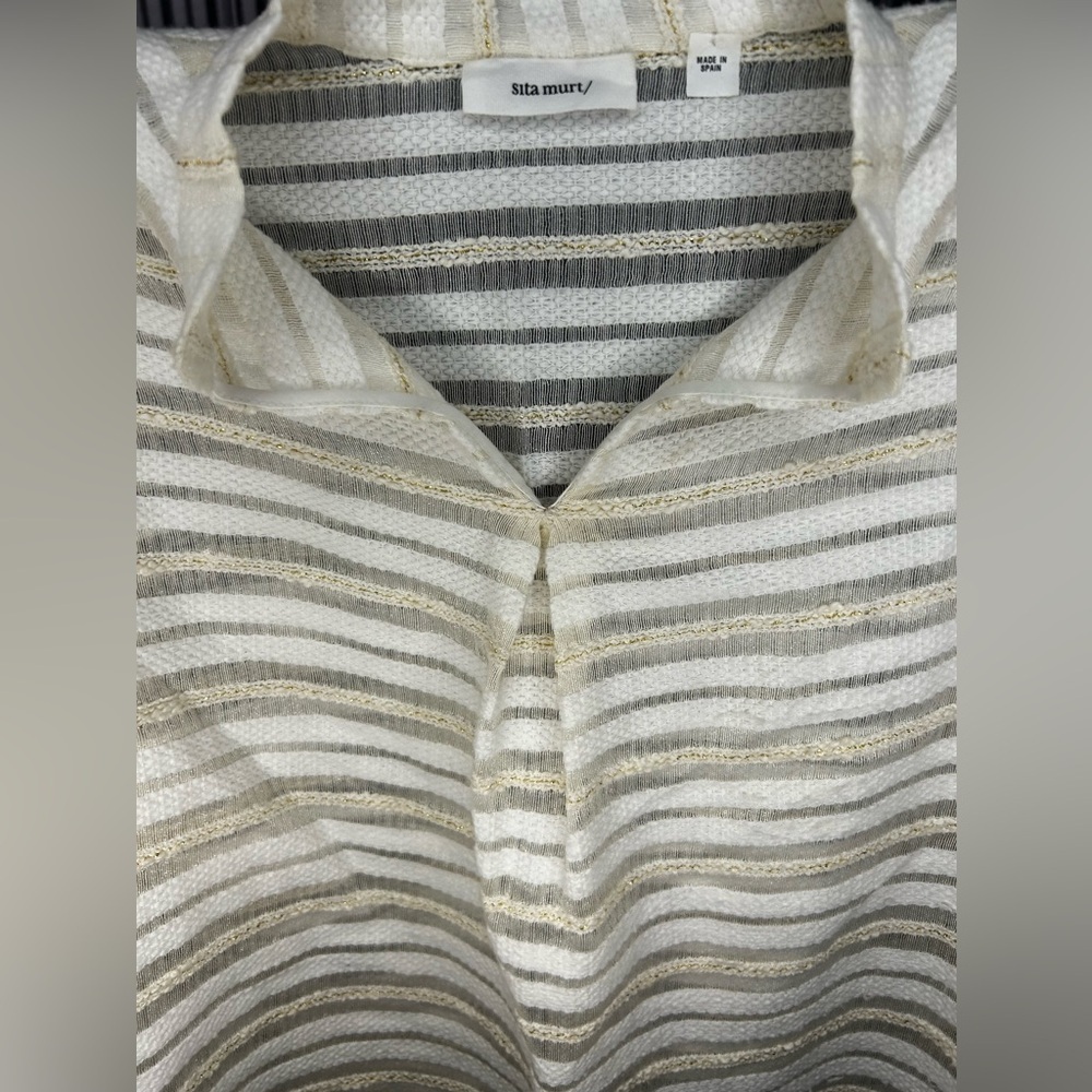 Women’s Sita Murt Anthropologie Cream White Cotton Poly Designer Blouse Size 36 - Picture 3 of 4